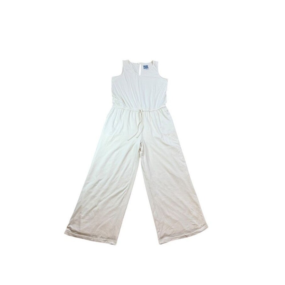 Muk Luks Cloud Knit Sleeveless Crop Jumpsuit Cream Womens Size Medium Lined